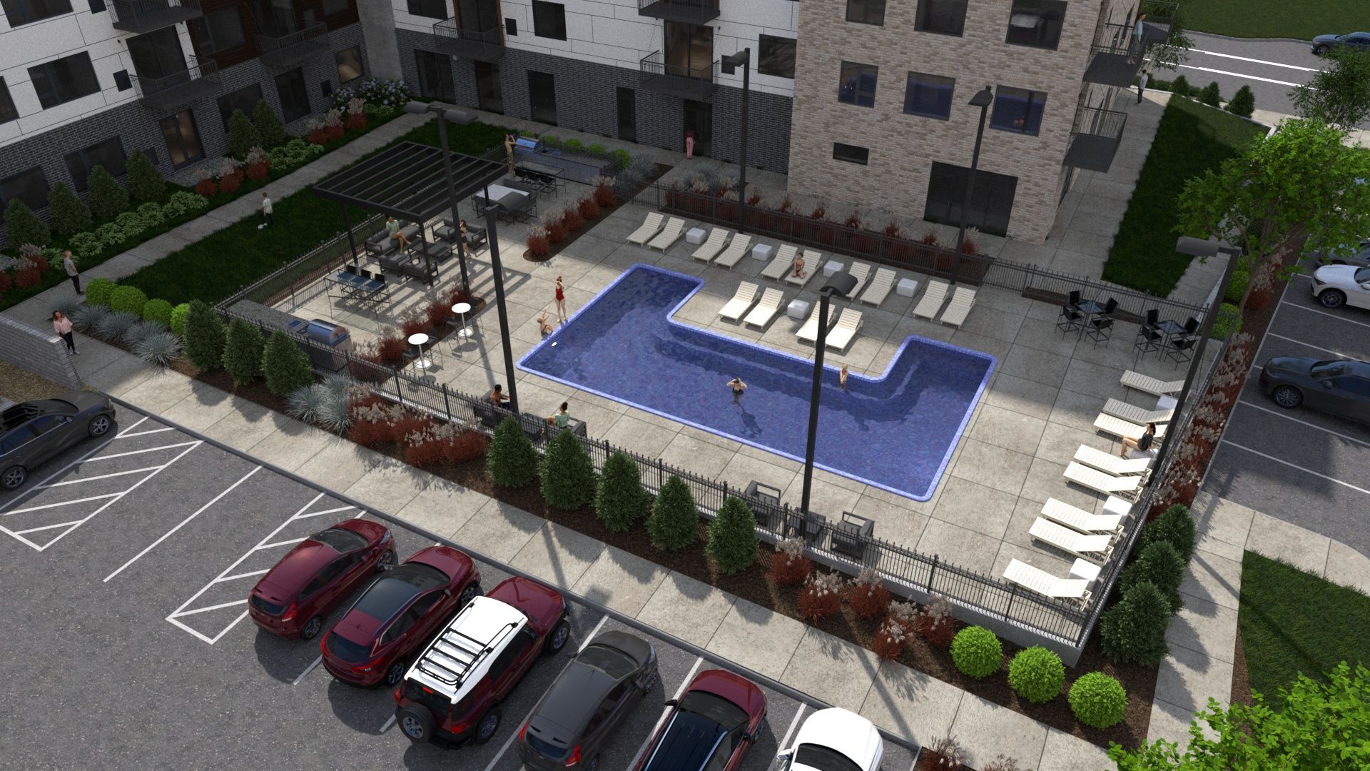 The Meridian apartments outdoor pool amenity