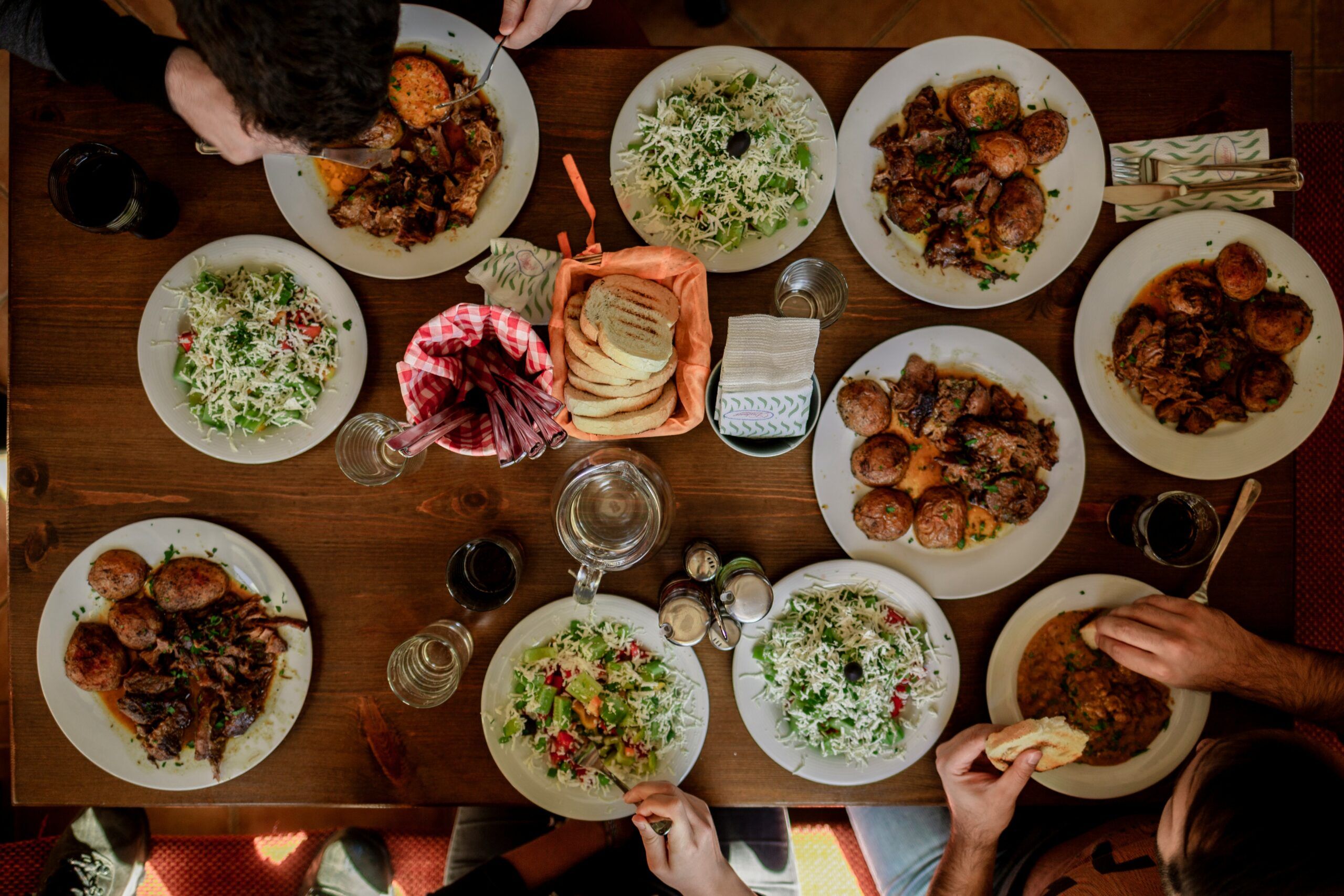 table full of delicious looking food at the meridian