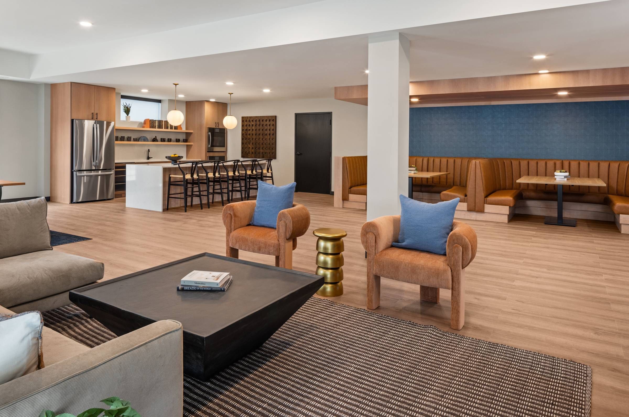 The Meridian apartments The Loire Lounge with lounge seating and gourmet kitchen